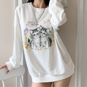 Cat Print Sweatshirt